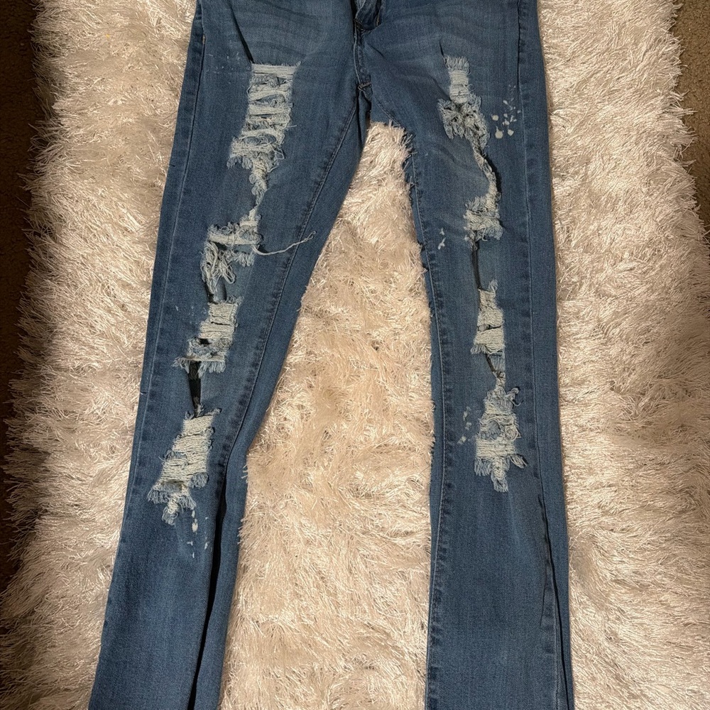 Distressed Blue Jeans